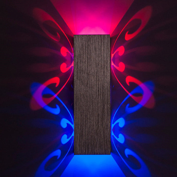 Lisslune | Brushed Silver Rectangular Wall Lamp Modernist Aluminium LED Wall Lamp with 3D Optical Butterfly Design, 2/6 Watt