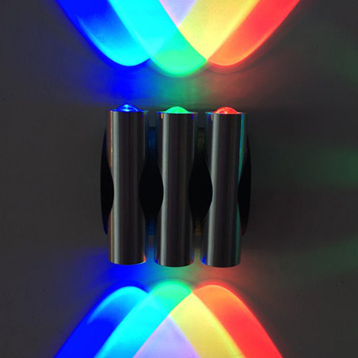 Lisslune | Modern Style Tube Wall Light Metal Living Room LED Wall Mount Lighting in Red/Multicolor/Blue Light, Silver