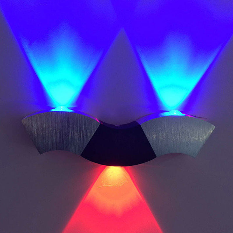 Lisslune | Black and Silver Wave Wall Light Simplicity Metallic LED Ceiling Light in Green/Purple/Red Light