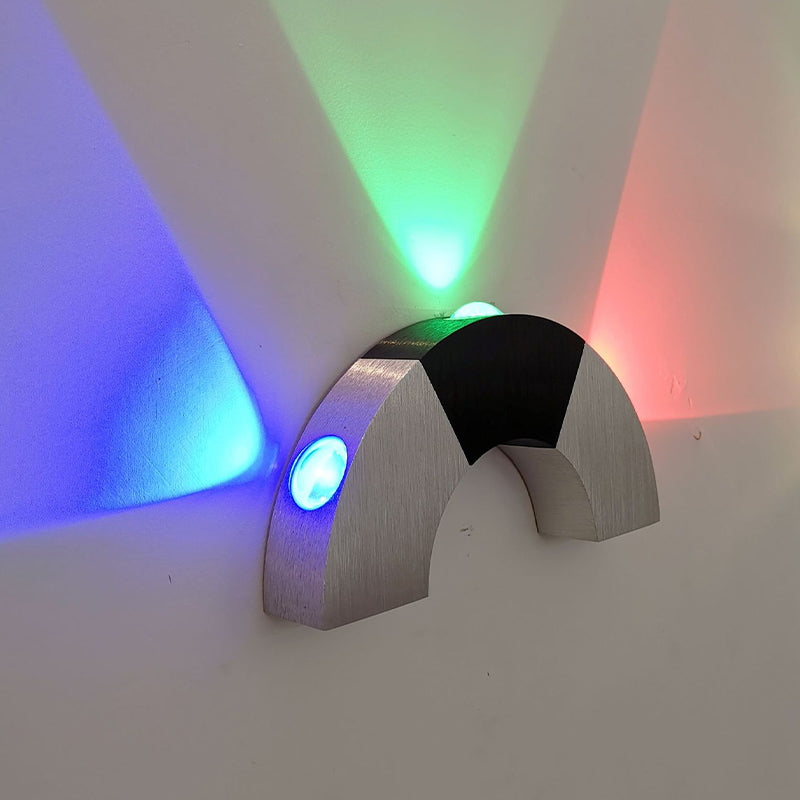 Lisslune | Black and silver arch small wall lamp Simplicity Aluminum RGB Color LED Wall Lamp Lighting Fixture