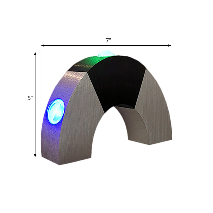Lisslune | Black and silver arch small wall lamp Simplicity Aluminum RGB Color LED Wall Lamp Lighting Fixture