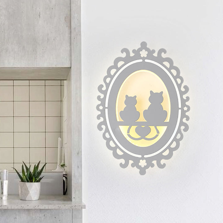 Lisslune | Kitten Kitchen Wall Lighting Acrylic LED Nordic Wall Lamp with Oval Frame in White