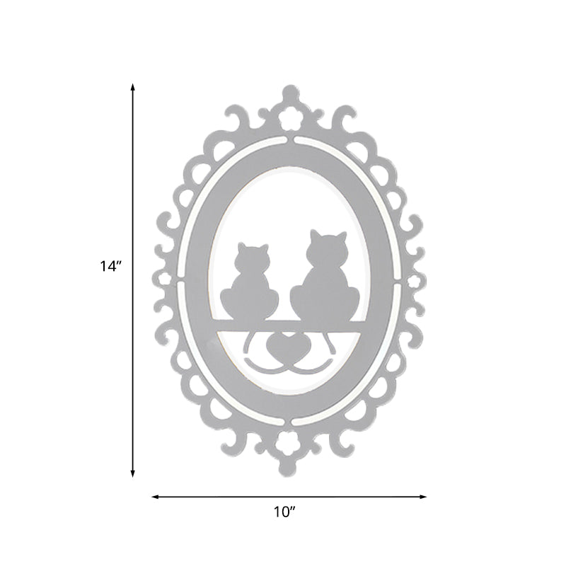 Lisslune | Kitten Kitchen Wall Lighting Acrylic LED Nordic Wall Lamp with Oval Frame in White