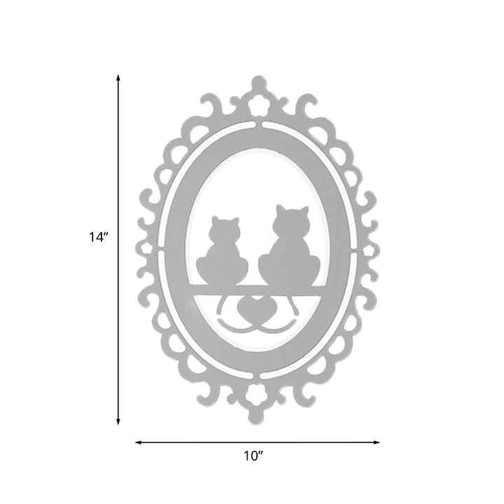 Lisslune | Kitten Kitchen Wall Lighting Acrylic LED Nordic Wall Lamp with Oval Frame in White