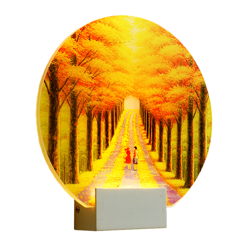 Lisslune | Modern Autumn Street Acrylic Wall Light LED Wall Mounted Lamp in Yellow with White Arm