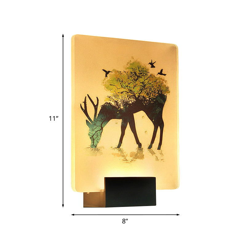 Lisslune | Nordic Elk/Tree Wall Mural Light Acrylic Living Room LED Wall Light in White
