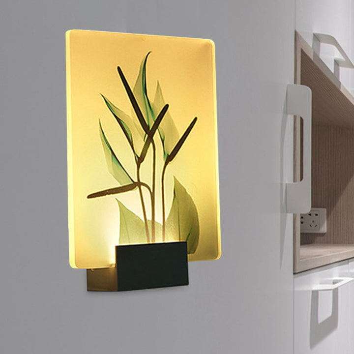 Lisslune | Corner LED Wall Lighting Modern White Wall-Mounted Lamp with Flower/Bird Patterned Acrylic Shade