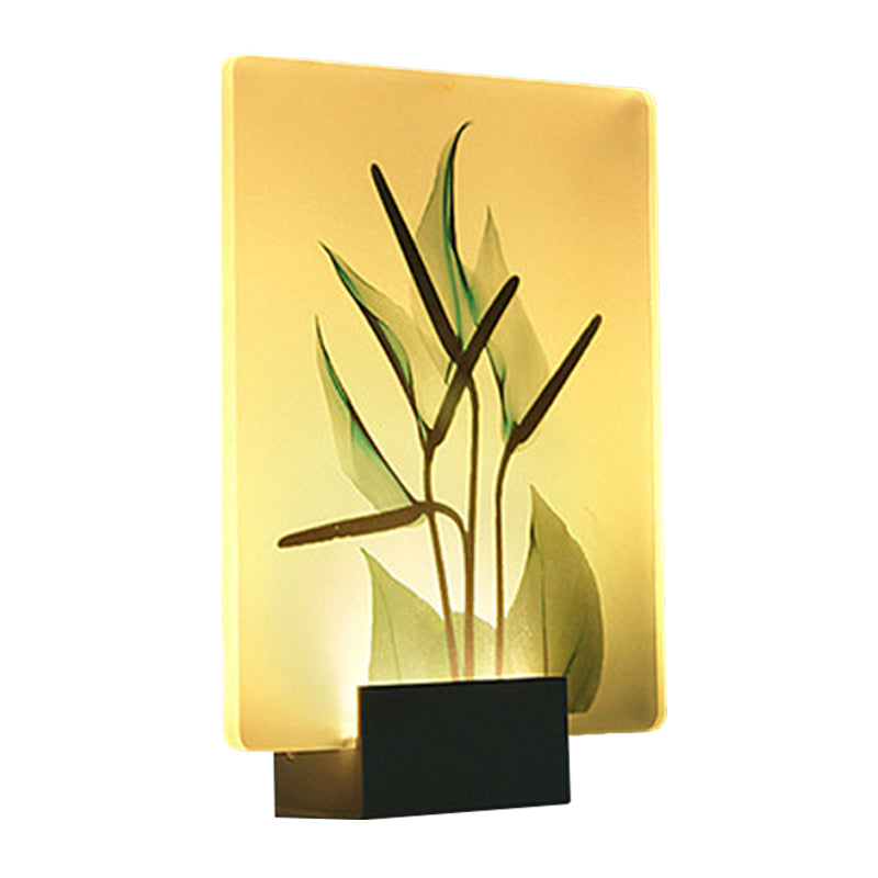 Lisslune | Corner LED Wall Lighting Modern White Wall-Mounted Lamp with Flower/Bird Patterned Acrylic Shade