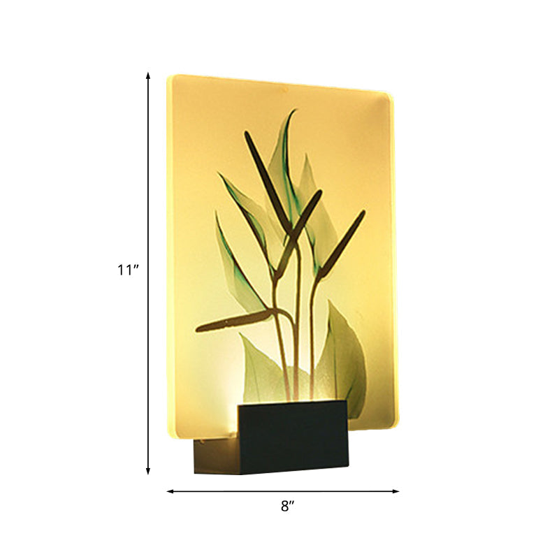 Lisslune | Corner LED Wall Lighting Modern White Wall-Mounted Lamp with Flower/Bird Patterned Acrylic Shade