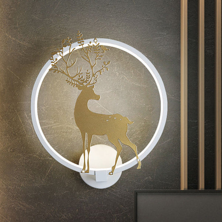Lisslune | Gold Deer Wall Lamp Nordic Acrylic LED Hoop Wall Lighting Ideas for Living Room