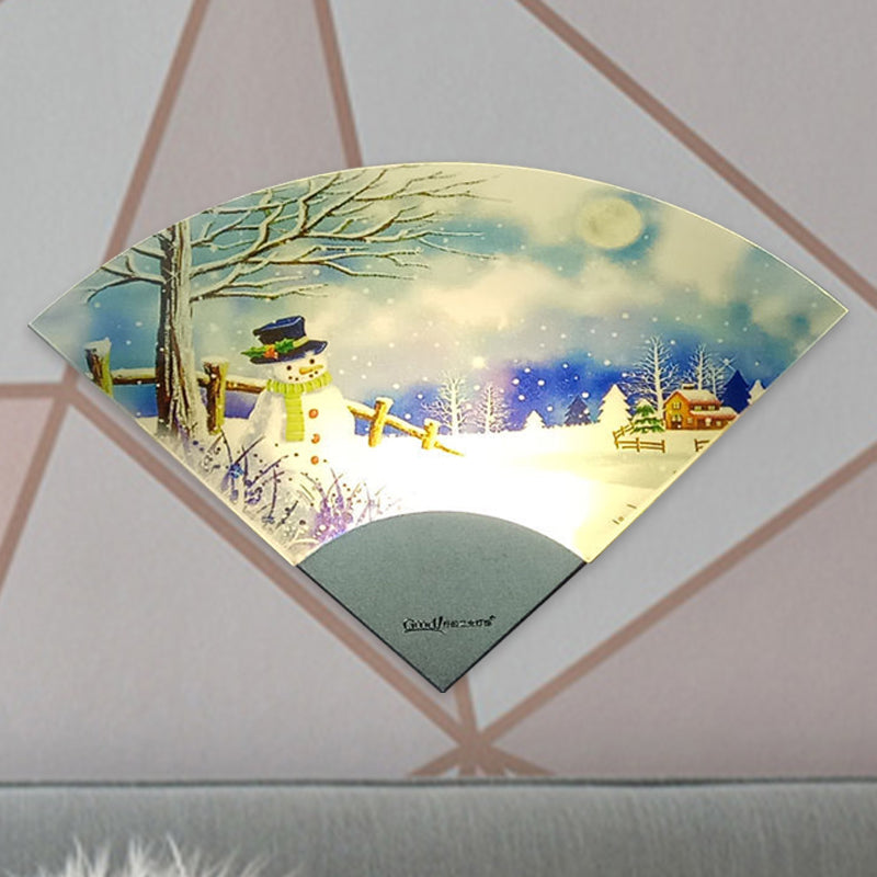 Lisslune | Nordic Snowman LED Wall Lighting Acrylic White Fan-Shaped Wall Lamp Wall Light for Bedroom