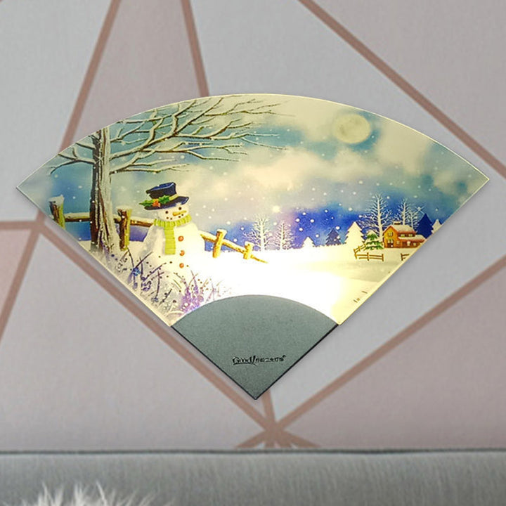 Lisslune | Nordic Snowman LED Wall Lighting Acrylic White Fan-Shaped Wall Lamp Wall Light for Bedroom