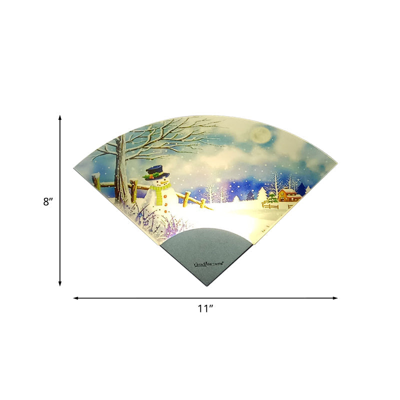 Lisslune | Nordic Snowman LED Wall Lighting Acrylic White Fan-Shaped Wall Lamp Wall Light for Bedroom