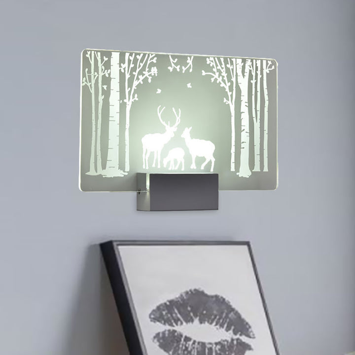 Lisslune | Artistry LED Wall Light Clear Coconut Tree/Moose Wall Mount Wall Lamp with Aluminum Shade for Bedroom