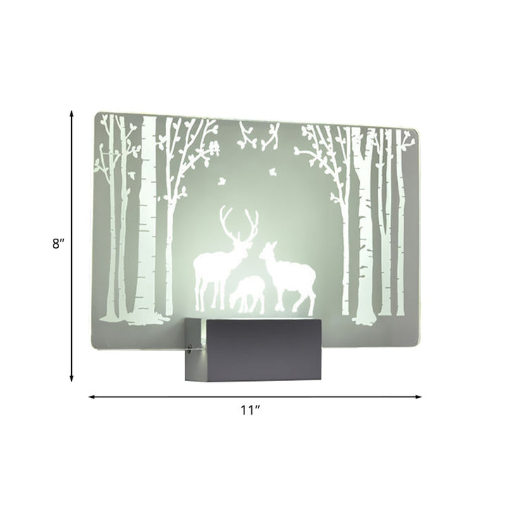 Lisslune | Artistry LED Wall Light Clear Coconut Tree/Moose Wall Mount Wall Lamp with Aluminum Shade for Bedroom
