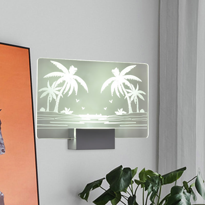 Lisslune | Artistry LED Wall Light Clear Coconut Tree/Moose Wall Mount Wall Lamp with Aluminum Shade for Bedroom