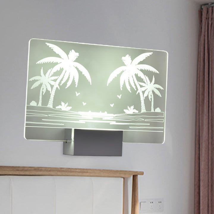 Lisslune | Artistry LED Wall Light Clear Coconut Tree/Moose Wall Mount Wall Lamp with Aluminum Shade for Bedroom