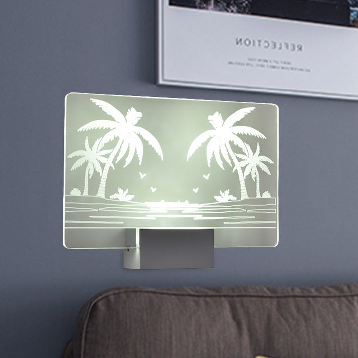 Lisslune | Artistry LED Wall Light Clear Coconut Tree/Moose Wall Mount Wall Lamp with Aluminum Shade for Bedroom