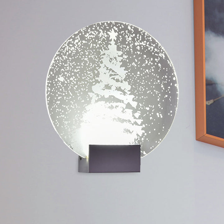 Lisslune | Hotel LED Wall Light Art Decor Clear Wall Lamp with Winter Moose/Christmas Tree Pattern Metal Shade