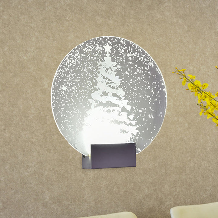 Lisslune | Hotel LED Wall Light Art Decor Clear Wall Lamp with Winter Moose/Christmas Tree Pattern Metal Shade