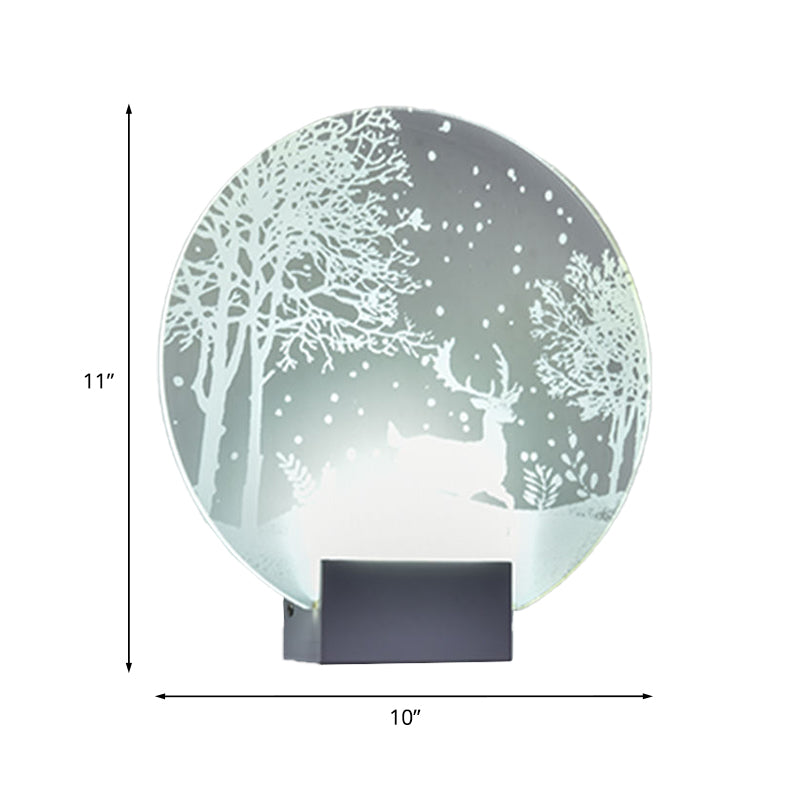 Lisslune | Hotel LED Wall Light Art Decor Clear Wall Lamp with Winter Moose/Christmas Tree Pattern Metal Shade