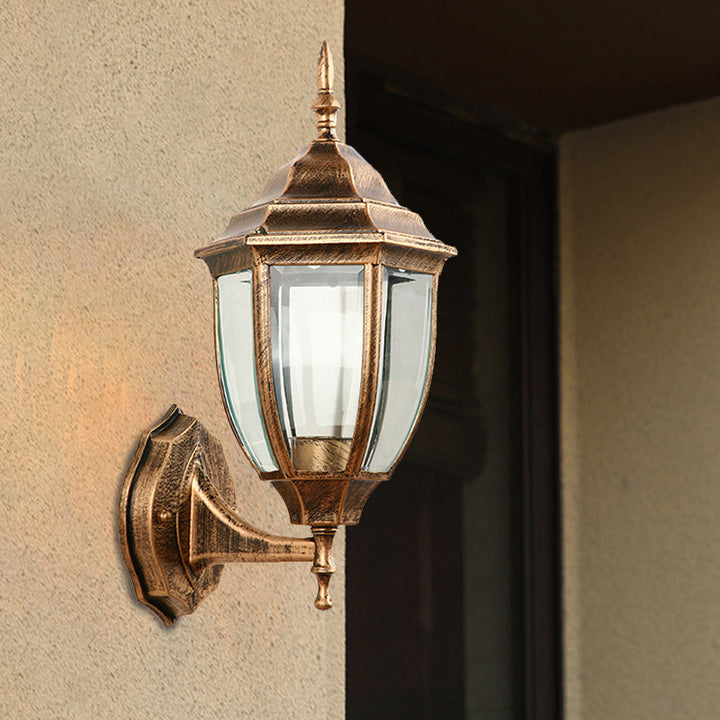 Lisslune | One-Pear-Wall-Light with Lantern Shade made of Clear Glass Industrial Outdoor Wall Light Lighting System