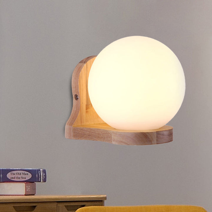 Lisslune | Balcony Study Room Ball Wall Painting Lighting Milk Glass 1 Light Simple Style White Wall Lamp