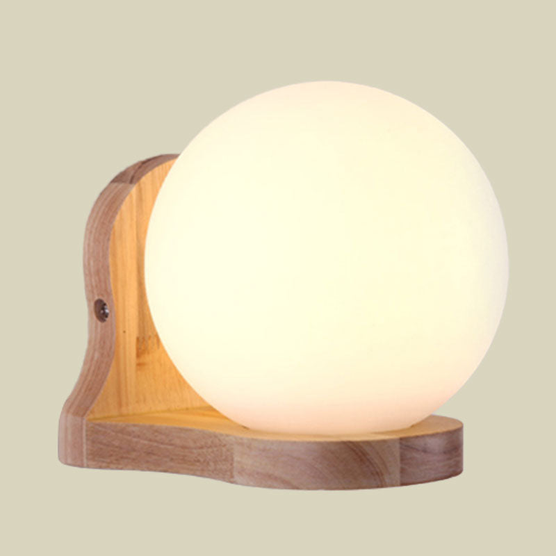 Lisslune | Balcony Study Room Ball Wall Painting Lighting Milk Glass 1 Light Simple Style White Wall Lamp