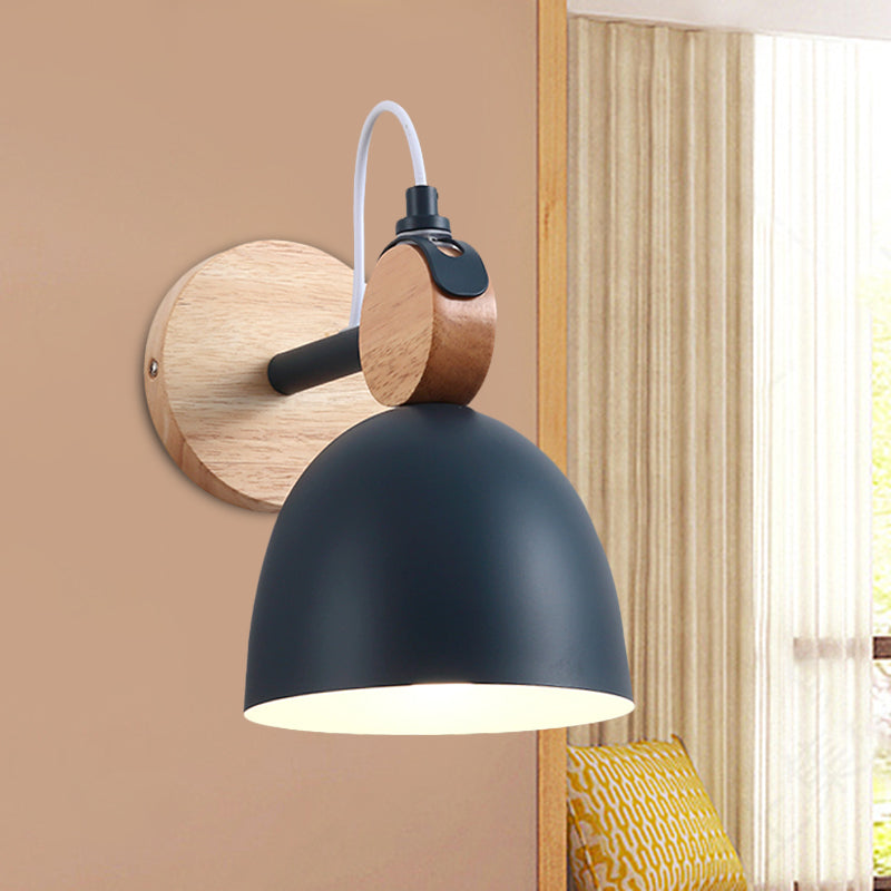 Lisslune | Metal Bowl Shade Wall Light Lamp Children's Room Shop 1 Head Macaron Style Wall Light