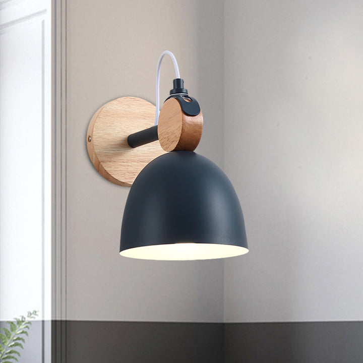 Lisslune | Metal Bowl Shade Wall Light Lamp Children's Room Shop 1 Head Macaron Style Wall Light