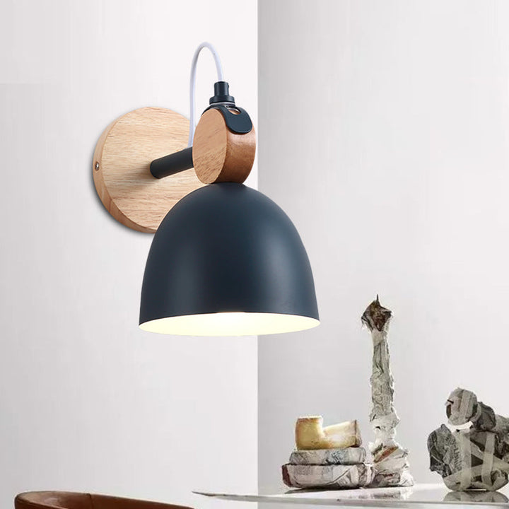 Lisslune | Metal Bowl Shade Wall Light Lamp Children's Room Shop 1 Head Macaron Style Wall Light