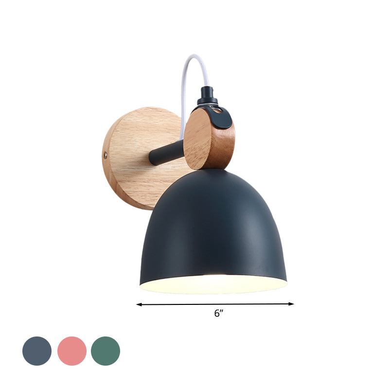 Lisslune | Metal Bowl Shade Wall Light Lamp Children's Room Shop 1 Head Macaron Style Wall Light