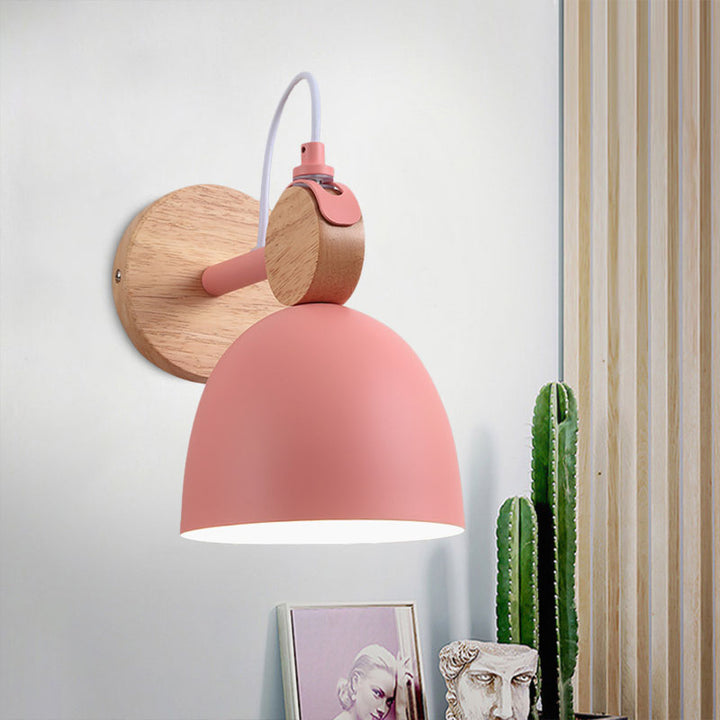 Lisslune | Metal Bowl Shade Wall Light Lamp Children's Room Shop 1 Head Macaron Style Wall Light