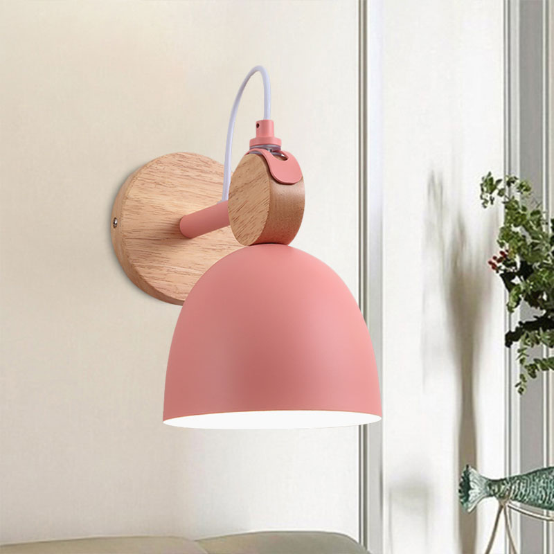 Lisslune | Metal Bowl Shade Wall Light Lamp Children's Room Shop 1 Head Macaron Style Wall Light