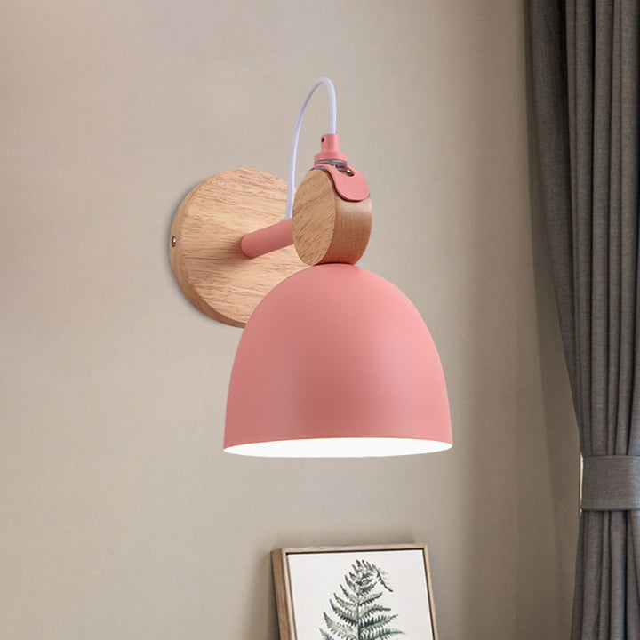 Lisslune | Metal Bowl Shade Wall Light Lamp Children's Room Shop 1 Head Macaron Style Wall Light