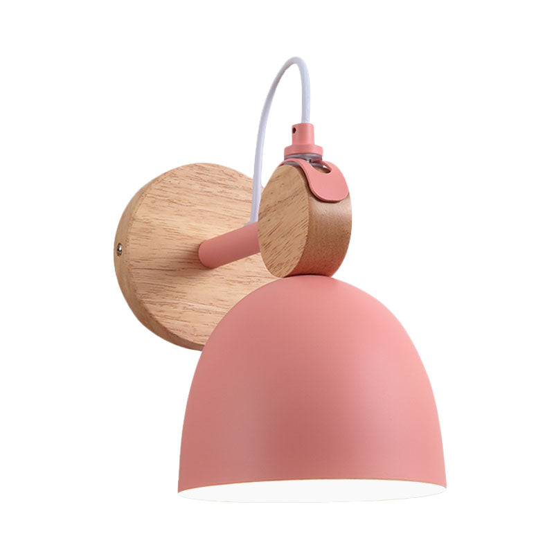 Lisslune | Metal Bowl Shade Wall Light Lamp Children's Room Shop 1 Head Macaron Style Wall Light