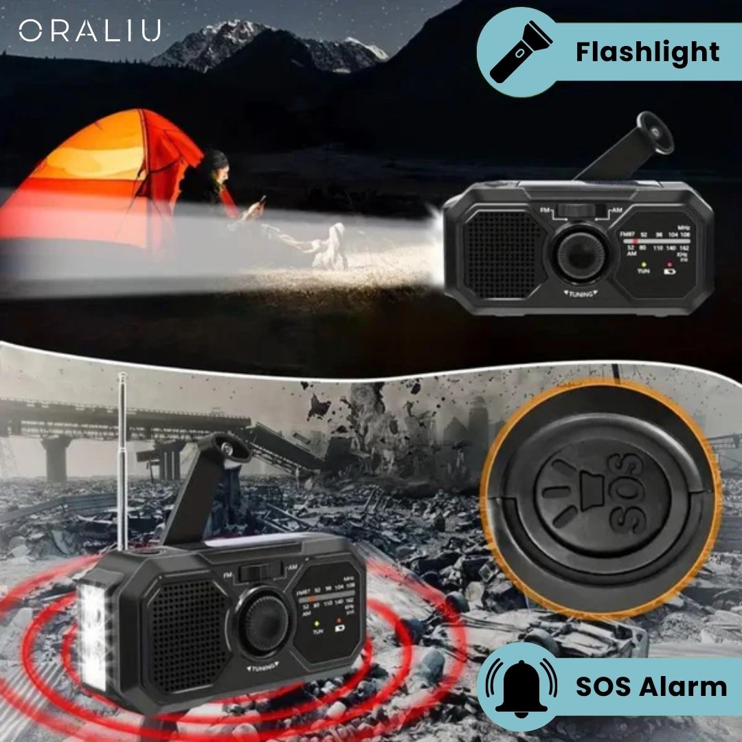 Lisslune | Portable Emergency Radio – Solar & Hand Crank Powered
