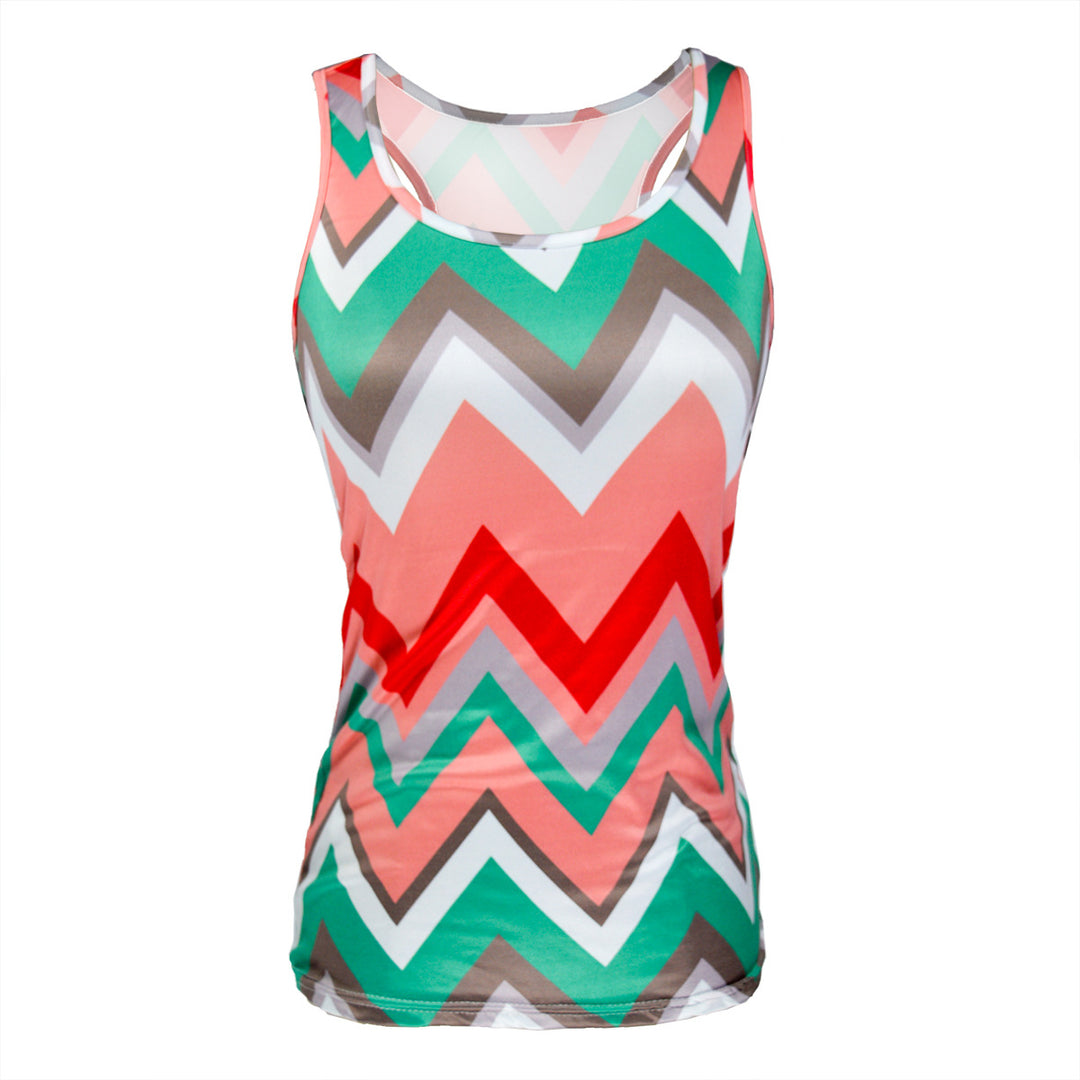 Women's casual summer top with graphic zigzag design and wide straps Lisslune