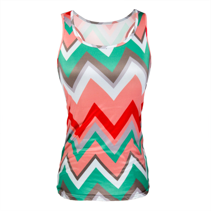 Women's casual summer top with graphic zigzag design and wide straps Lisslune