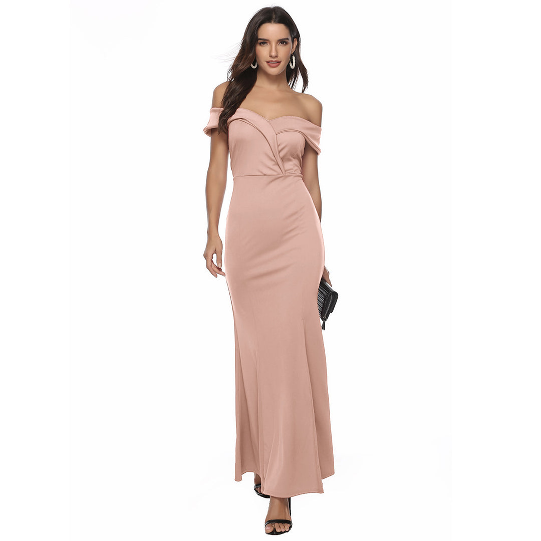 Ladies evening dress with strapless design