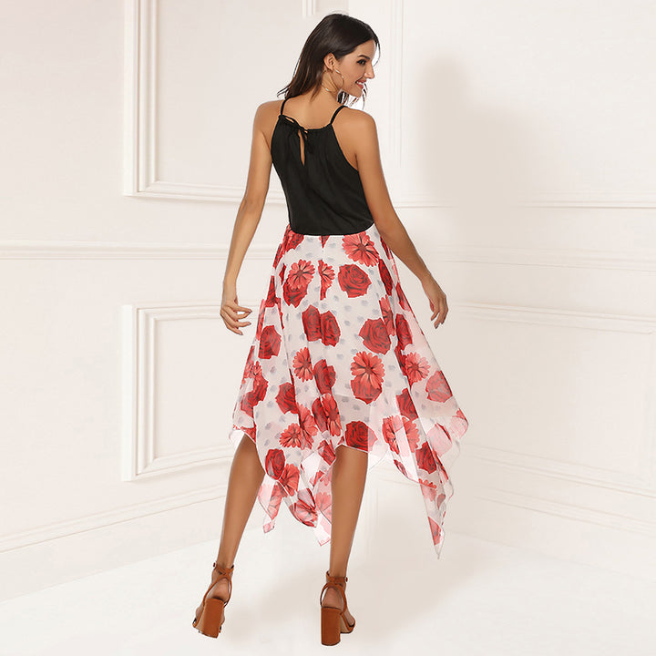 Women's airy maxi dress with delicate floral patterns and swinging hem