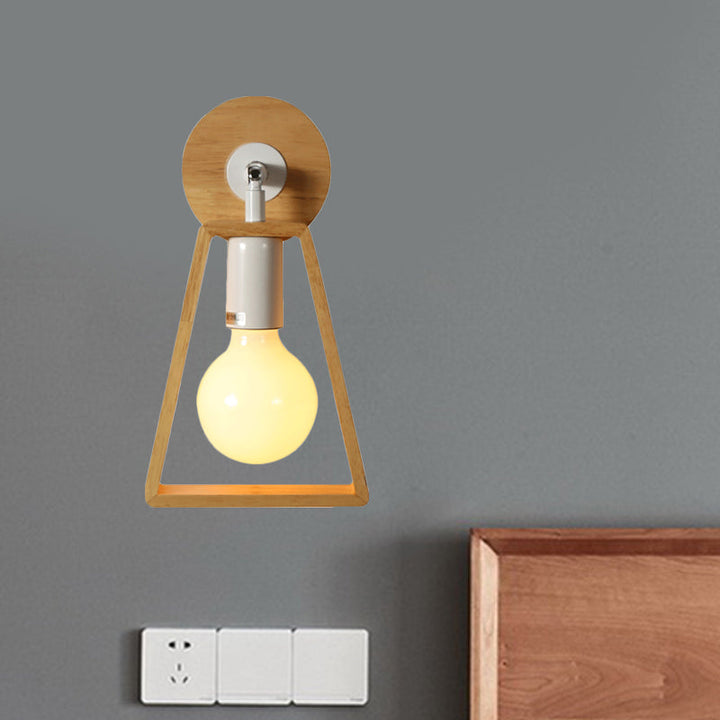 Lisslune | 1 head swivel trapeze wall lamp modern design beige wood wall light for bedroom