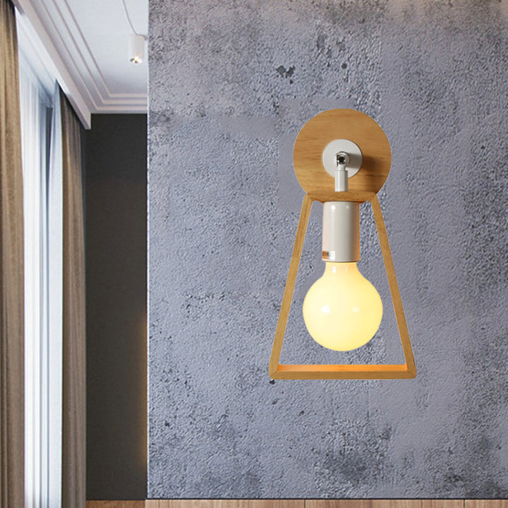 Lisslune | 1 head swivel trapeze wall lamp modern design beige wood wall light for bedroom
