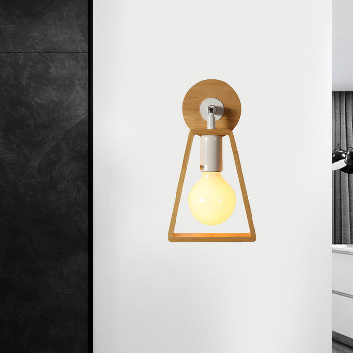 Lisslune | 1 head swivel trapeze wall lamp modern design beige wood wall light for bedroom