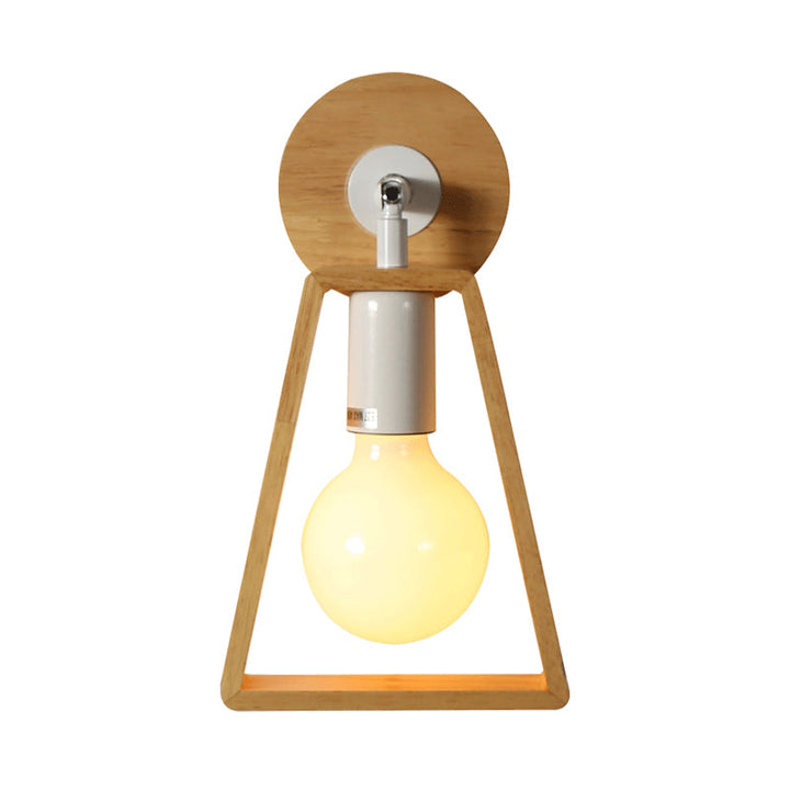 Lisslune | 1 head swivel trapeze wall lamp modern design beige wood wall light for bedroom