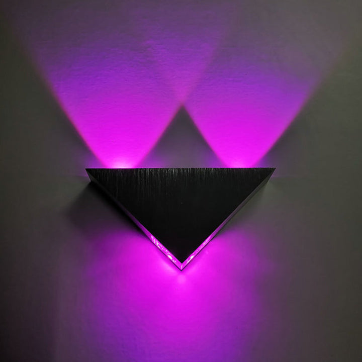 Lisslune | Brushed Silver Triangular Recessed Minimalist Aluminum LED Wall Light in Multicolor/Blue/Red Light