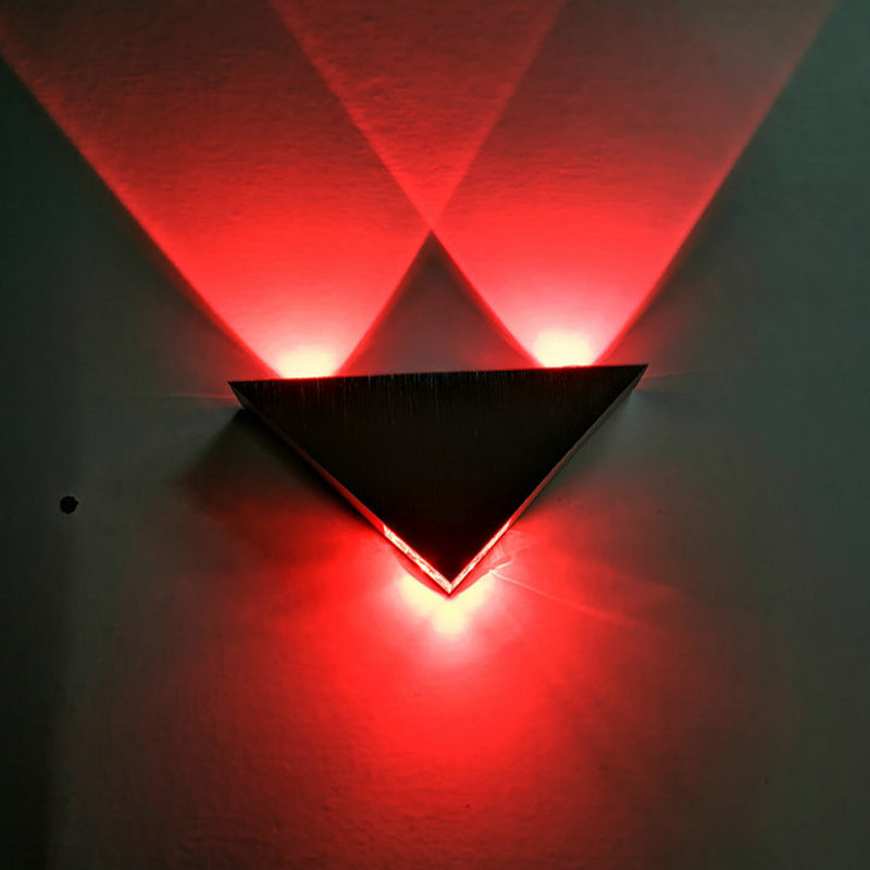 Lisslune | Brushed Silver Triangular Recessed Minimalist Aluminum LED Wall Light in Multicolor/Blue/Red Light