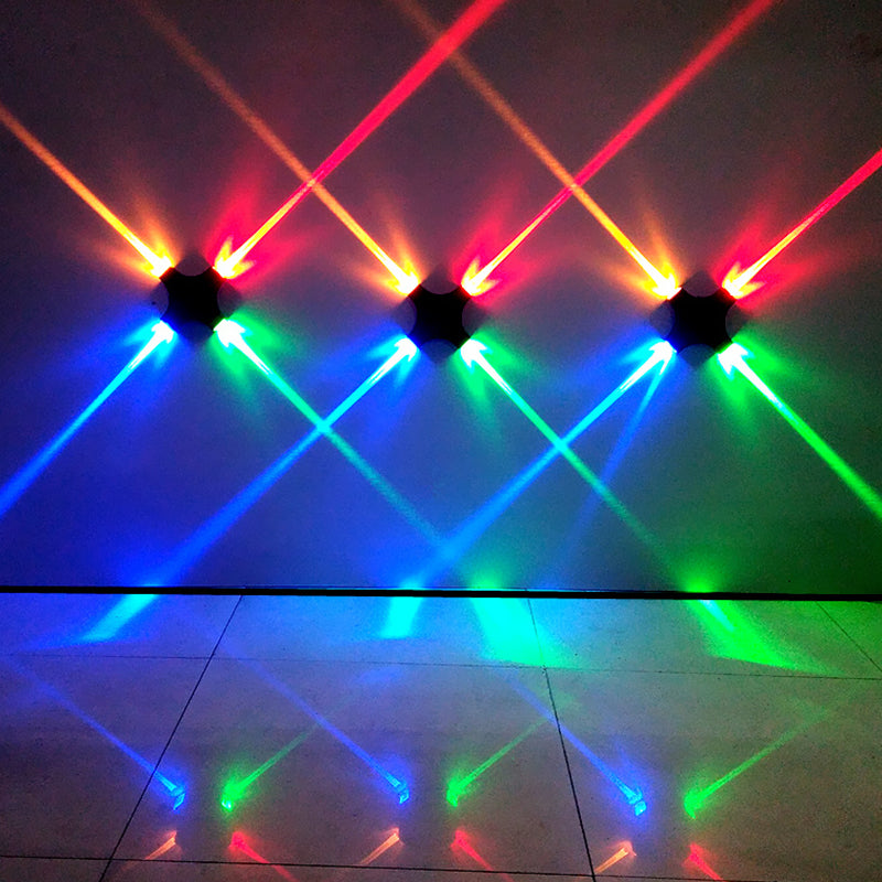 Skørter | Black X-shaped 4-way wall-mounted lamp Modern aluminum RGB color LED wall light