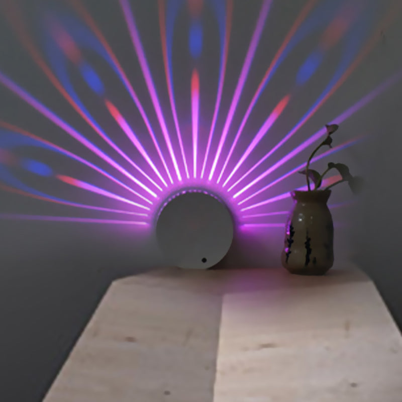 Lisslune | Modern Style LED Wall Lamp White Hollow Peacock Feather Wall Light with Iron Shade, RGB Color Light