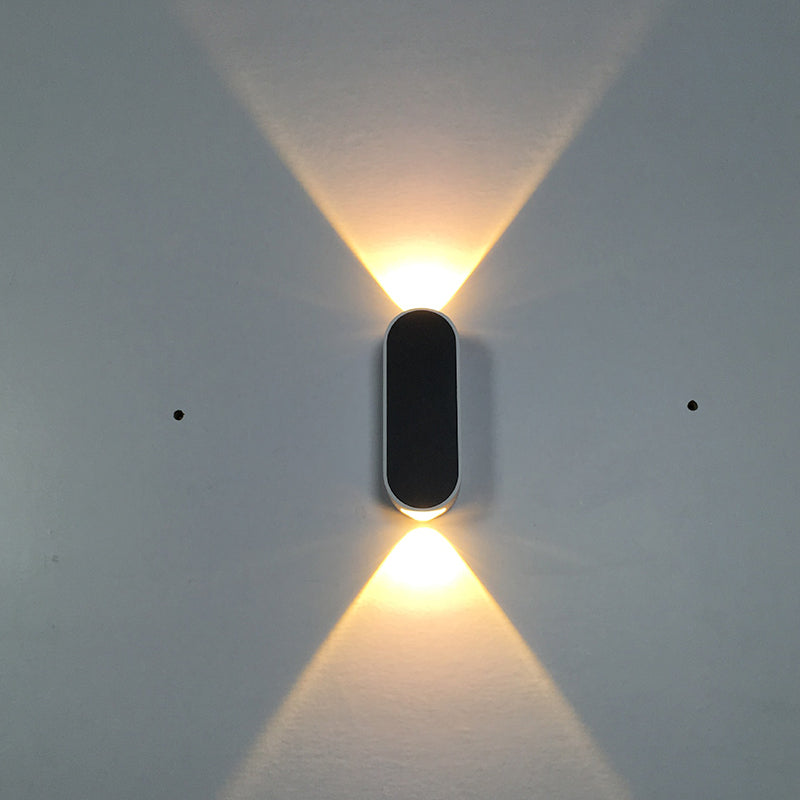Lisslune | Corridor LED Flush Wall Lamp Simplicity Black and White Wall Lamp with Oblong Metal Shade, Purple/Yellow/Red Light